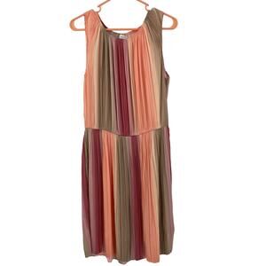 LASCANA Dress Size 10 Pleated Stripe Ombre Sleeveless Peach Light Flowy Ethereal